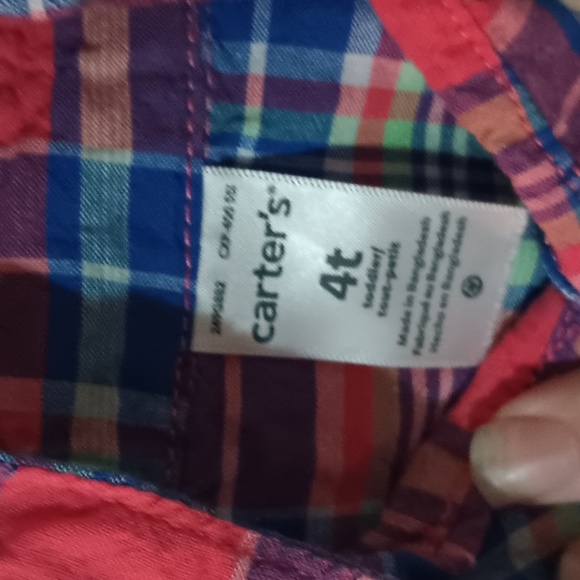 Carter's button down shirt coral and blue - Picture 2 of 3